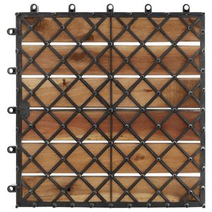 30pcs Carreaux de terrasse en bois massif d'acacia 11.8 "x 11.8" Blanc-Revêtement de sol extérieur de qualité supérieure - Product Image 4
