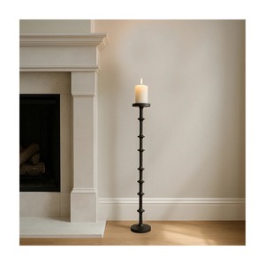 Decorative Antique Style Black Iron Candle Stand Tall Floor Holder <b>Heat</b> Resistant Home Decoration - Product Image 5
