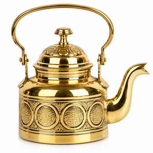Engraved Brass Tea Kettle Artistic Stove Top <b>Teapot</b> Handcrafted Decorative Brass Water Kettle Traditional <b>Metal</b> Kitchenware - Product Image 1