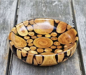 Frutero de Resina de Madera Ecológico de Forma Moderna, Tazón para Mezclar Ensaladas Hecho a Mano de la Mejor Calidad, Vajilla con Bordes Naturales para Regalos - Product Image 3