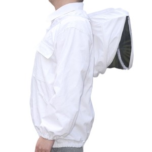 Veste de protection pour apiculteur avec voile en maille amovible, respirante, coupe ample, manches en polyester et coton, blanche, sécurisée - Product Image 4