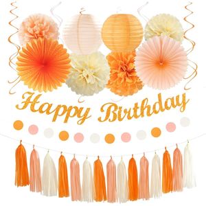 Set Decorazioni per Festa di Compleanno in Tonalità Arancione, Pesca e Beige - Product Image 1