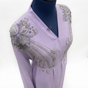 Vestido Abaya Bordado de Manga Larga para Mujer Musulmana, de Alta Calidad, Ligero, de Poliéster, para Primavera - Product Image 4