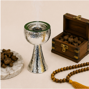 Metal Bakhoor Burner Arabic Mabkhara Stainless Steel Oud Burner Silver Hammered Censer for Ramadan Eid Home <b>Decor</b> - Product Image 4