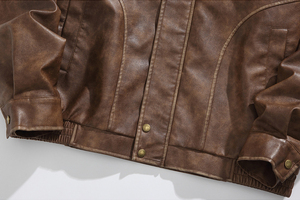Men's Black PU Leather <b>Jacket</b> Full Sleeve Autumn Style <b>Motorcycle</b> Wear - Product Image 5