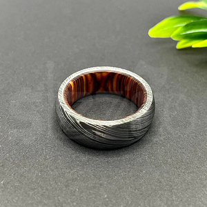 Hot Selling Handmade Wood Damascus Steel <b>Ring</b> for Men Women Wedding Band Fashion Party <b>Ring</b> Custom Latest Design OEM Supplier - Product Image 6