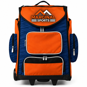 Bolsa de Béisbol con Ruedas y Logotipo Personalizado, Mochila con Ruedas Azul y Naranja, Equipo Deportivo para Equipos, Bolsa de Deporte de Gran Capacidad para la Escuela - Product Image 1