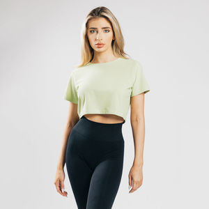 2026 Summer O-Neck <b>Crop</b> <b>Top</b> Women's Jersey Regular Fit Casual Style Embroidery Appliques Comfortable 100% Organic Cotton - Product Image 1