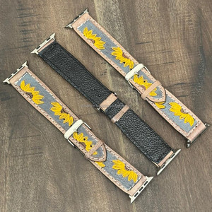 El último diseño floral, correa de reloj de cuero mecanizada a mano, Correa inteligente de cuero genuino cosida a mano, pulsera de reloj duradera para Unisex - Product Image 6