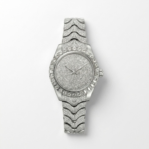 Reloj con Cristales, 10 ct, Diamantes Cultivados en Laboratorio, EF VVS VS, Chapado en Oro Amarillo de 14K, Acabado en Acero Inoxidable, Estilo Bling Urbano - Product Image 2