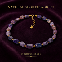 Bijoux spirituels, pierre précieuse violette, Reiki, bracelet de cheville, pierre d'énergie naturelle, bracelet de cheville en argent 925