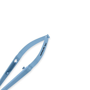 Portaagujas Castroviejo de 5.5'' (14cm) con mordazas curvas recubiertas de TC y mango plano con bloqueo, instrumento de titanio para microcirugía - Product Image 5