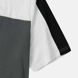 Camiseta de Hombre con Bloques de Color, Blanco y Gris, Cuello Redondo, Manga Corta, Transpirable, Informal, para Verano - Product Image 3