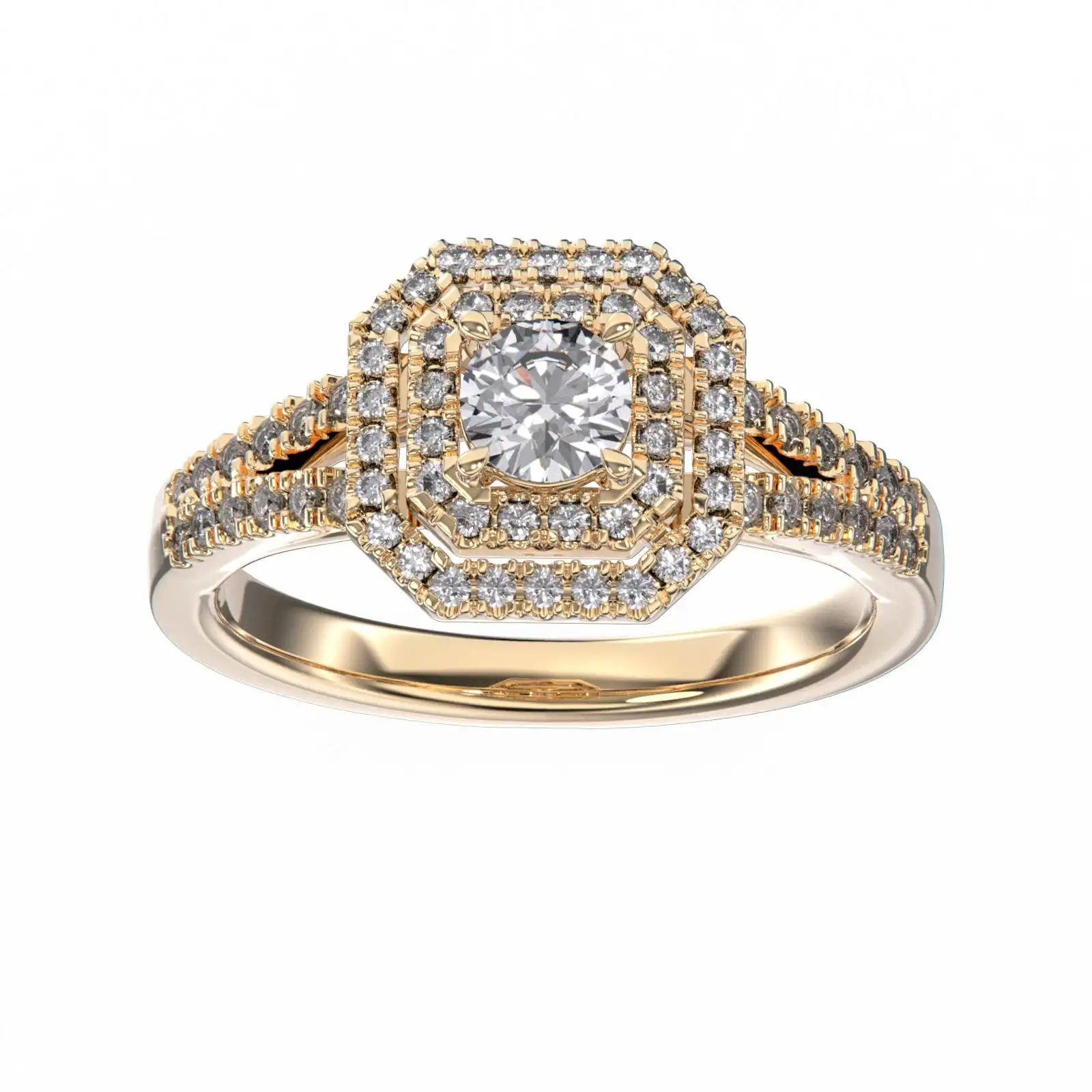 Nelson Jewellery Design zero risk wholesale price OEM ODM 18K Rose Gold Wedding Double Halo Diamond Ring Mount for women