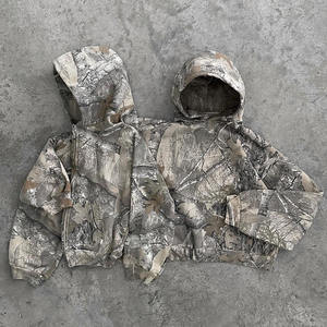 Sweat à capuche de chasse pour homme, coupe courte et oversize, en softshell 500 g/m², imperméable, respirant, coupe-vent, avec broderie appliquée et fermeture éclair effet vieilli - Product Image 3