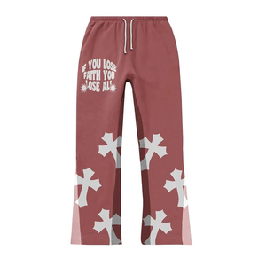 2026 Custom Premium Cotton Two-Piece Flare Pants Tracksuit | Breathable Screen Print Streetwear | Unisex Fashion Set - Product Image 5