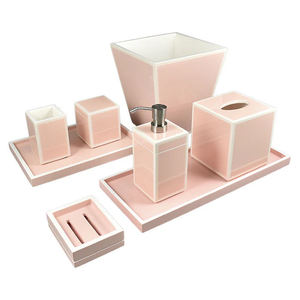 Premium Black Lacquer <b>Bathroom</b> <b>Accessories</b> <b>Set</b> with Red Stripe Accent Modern Luxury Soap Dispenser <b>Set</b> Hotel Supply Wholesale - Product Image 3