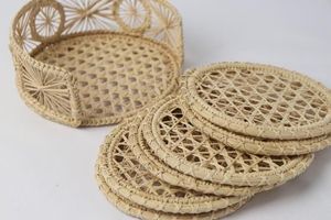 Vibrantes Posavasos de Palma Iraca Calados con Estuche, de Fibra Natural Tejida, Resistentes al Calor, para Tazas, Modernos y Elegantes, para Mesa de Comedor - Product Image 3