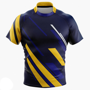 เสื้อรักบี้โลโก้สั่งทำ แขนสั้น ระบายอากาศได้ดี เสื้อกีฬา สำหรับฝึกซ้อมกลางแจ้ง ชุดทีมชาย ชุดแข่งขัน สีสั่งทำได้ - Product Image 4