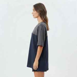 Women's Color Block <b>V</b>-<b>Neck</b> <b>Oversized</b> <b>T</b>-<b>Shirt</b> Short Sleeve Loose Fit Cotton Jersey Breathable Spring Summer Top - Product Image 4