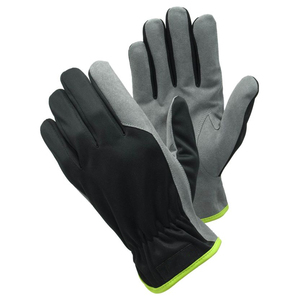 Guantes de Seguridad Antideslizantes de PU, Dedos Completos, Negro y Gris con Ribete Verde, para Uso en Exteriores, Unisex - Product Image 1