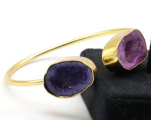 Natural Druzy Stone Adjustable Bangles with German <b>Silver</b> | Handmade Druzy Gemstone <b>Cuff</b> Bangle | Fashion Jewelry for Women - Product Image 5