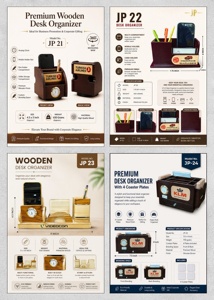 Custom Logo Print Wooden <b>Desk</b> Organizer <b>Phone</b> Holder Pen <b>Stand</b> Card Holder Clock Model Number Wooden <b>Desk</b> Organizer for <b>Desk</b> - Product Image 5