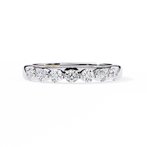 Bague en or blanc 10k 14k 18k avec sertissage festonné Horizon et couronne à sept pierres RAAMAA - Product Image 2