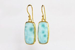 <b>Solid</b> 925 Sterling <b>Silver</b> Gold Plated Larimar Stone Fine Drop <b>Earrings</b> Bezel Setting Classic Women's Everyday Wear Fine Jewelry - Product Image 4