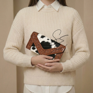 Bolso de mano de cuero repujado estilo vaquero vintage de verano 2026, de moda occidental - Product Image 3