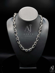 Twisted Moissanite <b>Chain</b> Necklace Blue <b>Black</b> Stone Link Choker Silver Color Jewelry Gift - Product Image 3