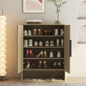 Mobiletto Moderno in Legno per Scarpe con Ripiani Regolabili, Organizzatore per Ingresso, Corridoio e Soggiorno - Product Image 3
