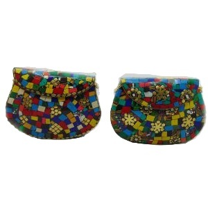 Bolso de Mano Metálico con Mosaico Bohemio, Estilo Indio, para Fiestas y Bodas, Resistente al Agua, Mediano, Hecho a Mano, con Correa de Cadena - Product Image 3