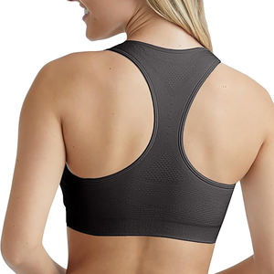 Sujetador deportivo de yoga con tiras en la espalda para mujer, sin costuras, cuello en V, soporte medio, almohadillas extraíbles, transpirable, de secado rápido, top corto para gimnasio - Product Image 3