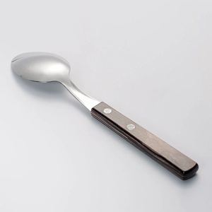 Cuchara de Comedor Moderna JAYA MATA de Acero Inoxidable con Mango de Madera, Acabado Pulido Espejo, Cubertería Duradera - Product Image 4