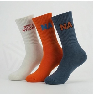 NORTH APPROACH Crew <b>Socks</b> 100% Cotton Breathable Letter Print for Adults Summer Casual Wear - Product Image 3