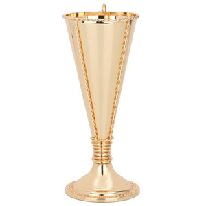 Elegante Quemador de Incienso de Metal Dorado con Diseño de Cono Acanalado y Detalles Trenzados de Alta Calidad para una Fragancia Lujosa en el Hogar - Product Image 1