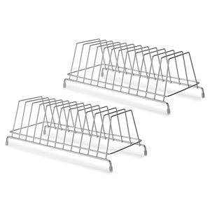 Stainless Steel Modern Standing Heat Resistant Durable Vertical Plate <b>Rack</b> Organizer 12 Plate Countertop <b>Dish</b> Bakeware Stand - Product Image 6