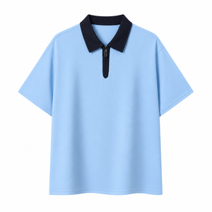 Custom Men's Quarter <b>Zip</b> <b>Polo</b> <b>Shirt</b> Premium Cotton Blend Short Sleeve Casual Golf <b>Polo</b> Breathable OEM ODM Private Label Supplier - Product Image 1