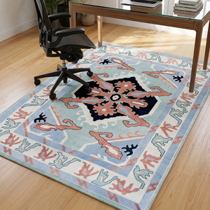 Luxury Multicolor Hand Knotted Wool Area <b>Rug</b> with Floral Pattern Classic Flat Pile Decorative Carpet for Living Room - Product Image 4