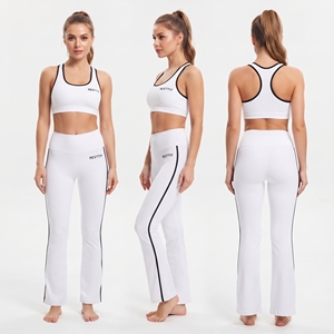 Women's Racerback Sports Bra and Flare Leggings 2 Piece <b>Set</b> Sportswear Color Block Leggings 2 Piece <b>Set</b> Fitness Fashion Leggings - Product Image 4