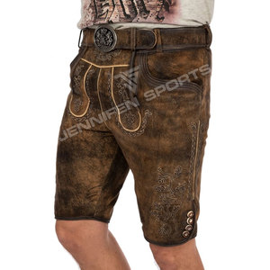 Pantalones Cortos Bávaros de Cuero de Cabra con Diseño a Cuadros y Aspecto Antiguo para Hombre, Cintura Media, Transpirables, para Oktoberfest, Todas las Tallas - Product Image 4