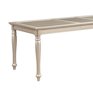 Tavolo da Pranzo Allungabile dal Design Tradizionale con Inserto in Vetro e Finitura Argento, Arredamento per Sala da Pranzo Formale - Product Image 3