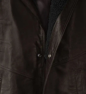 Men's Genuine <b>Leather</b> <b>Long</b> Waterproof Motorcycle <b>Jacket</b> Turn-down Collar Single Breasted Casual Winter Made Pakistan Front - Product Image 5
