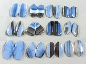 Paire d'opales bleues naturelles, pierres précieuses brutes, cabochons de formes variées, lot de pierres précieuses pour la fabrication de bijoux - Product Image 4