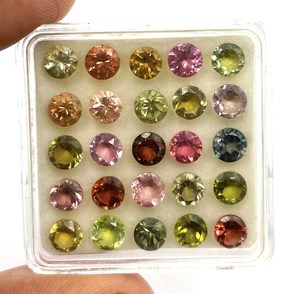 Pierre précieuse naturelle multi-tourmaline ronde taillée 5 mm, tourmaline facettée pour la création de bijoux, certifiée IGI - Product Image 5