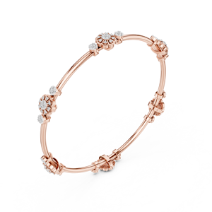 FLORAL LAB GROWN DIAMOND STIFF <b>KADA</b> BRACELET SET 18KT ROSE GOLD RHOID PLATED WEDDING ENGAGEMENT GLAM DAILY USE WOMEN - Product Image 2