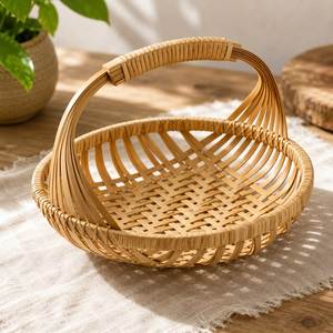 Natural <b>Wicker</b> <b>Basket</b> <b>With</b> <b>Lid</b> Handwoven Rattan Storage Organizer Home Kitchen Bathroom Decorative <b>Basket</b> - Product Image 1
