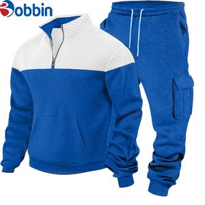Best Quality Heavyweight 2 in 1 Custom Pullover Tracksuits for Men Custom <b>Print</b> Color Block Casual Outdoor Jogging Training Set - Product Image 3