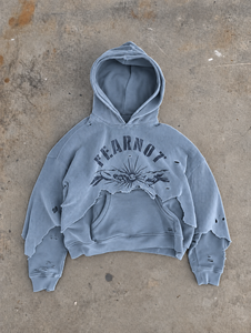 Custom <b>Vintage</b> Washed Regular Fit Distressed Layered Pullover Winter Fleece Breathable Eco-Friendly Men's Streetwear <b>Sweatshirt</b> - Product Image 2